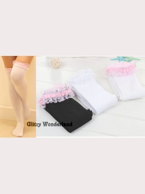 Lace Trim Sweet or Classic Lolita Style Over Knee Socks Otks